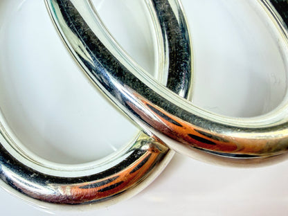 Vintage Milor Italy Tested Sterling Silver Oval Tube Hoop Earrings JR2153