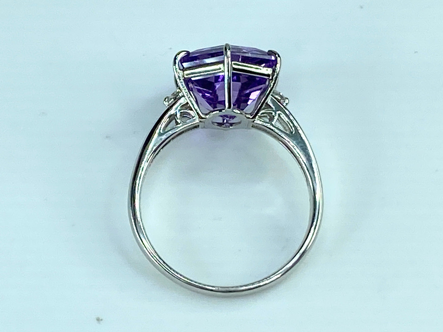 Platinum 5.13ct Honeycomb shape faceted Amethyst Diamond statement ring JR248