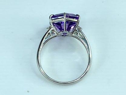 Platinum 5.13ct Honeycomb shape faceted Amethyst Diamond statement ring JR248