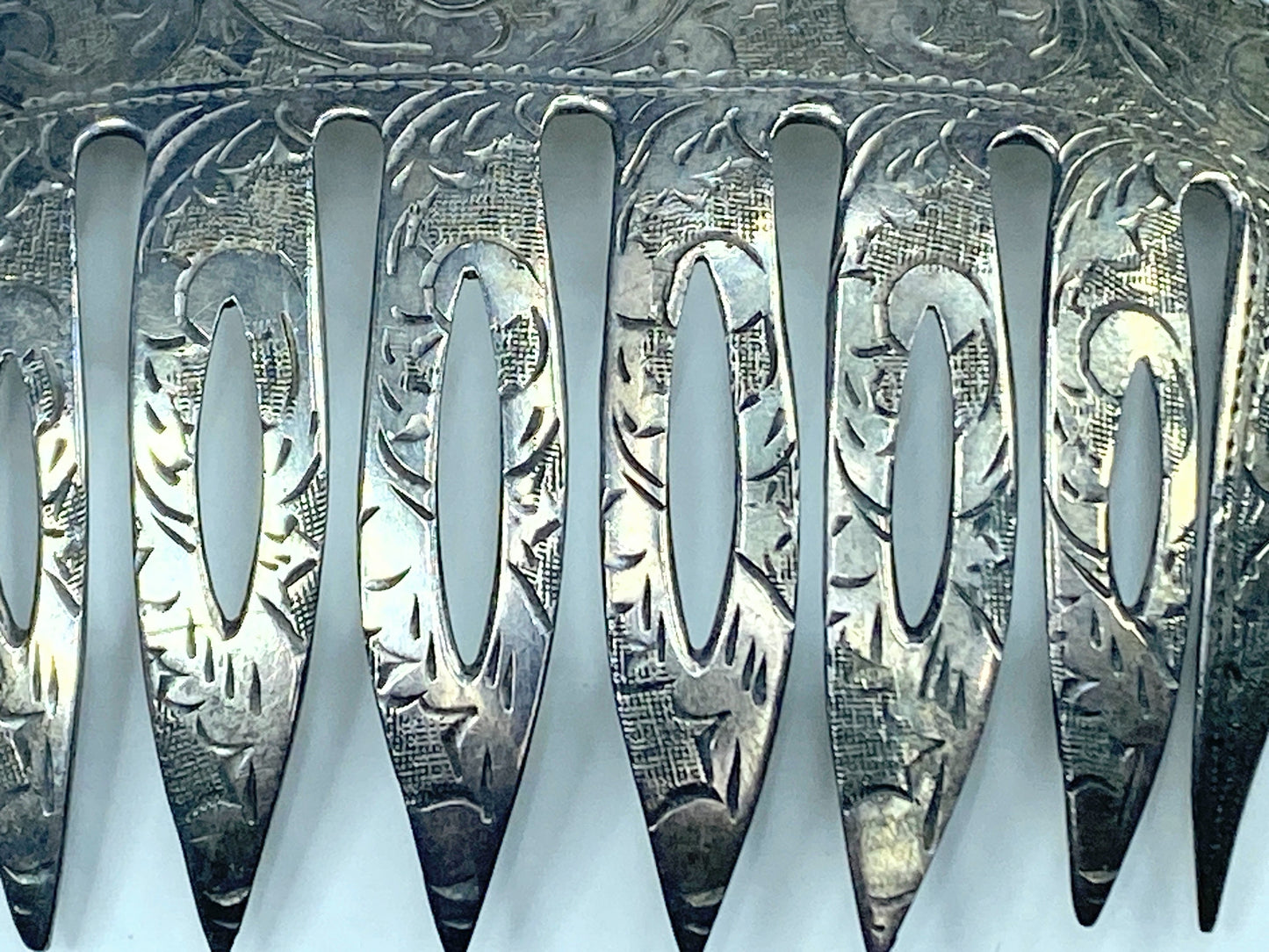 Native American Sterling Silver Stamped Hair Comb 12.5g JR8866