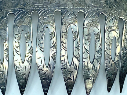 Native American Sterling Silver Stamped Hair Comb 12.5g JR8866