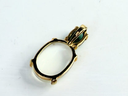 Mid Century 14K Gold Tourmaline Moodstone Pendant JR1382 8.7g JR1382