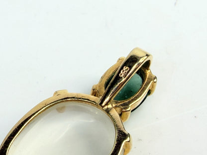 Mid Century 14K Gold Tourmaline Moodstone Pendant JR1382 8.7g JR1382