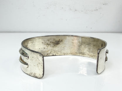 Handmade Heavy 925 Sterling Silver Cross Wide Cuff Bracelet 69.4g 7.25" JR2157