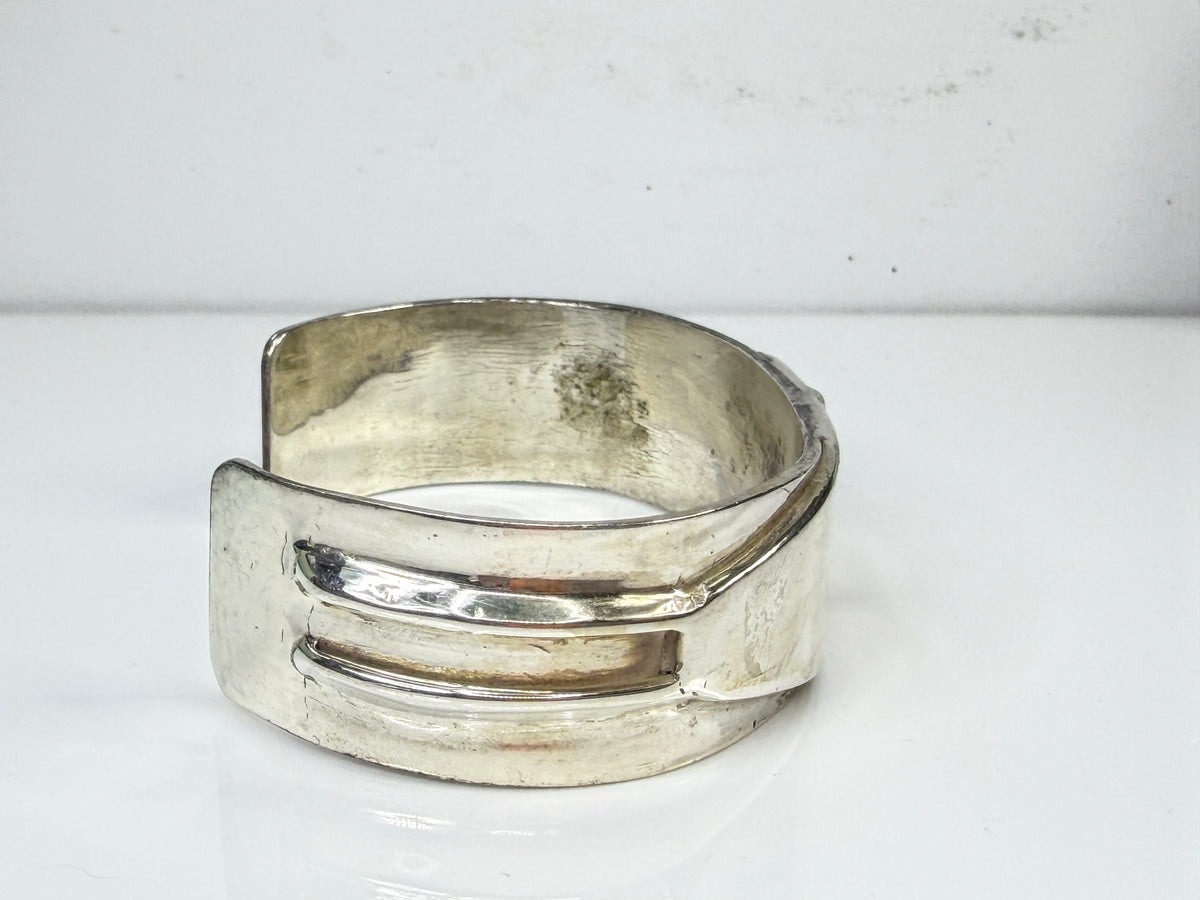 Handmade Heavy 925 Sterling Silver Cross Wide Cuff Bracelet 69.4g 7.25" JR2157