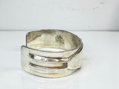 Handmade Heavy 925 Sterling Silver Cross Wide Cuff Bracelet 69.4g 7.25" JR2157