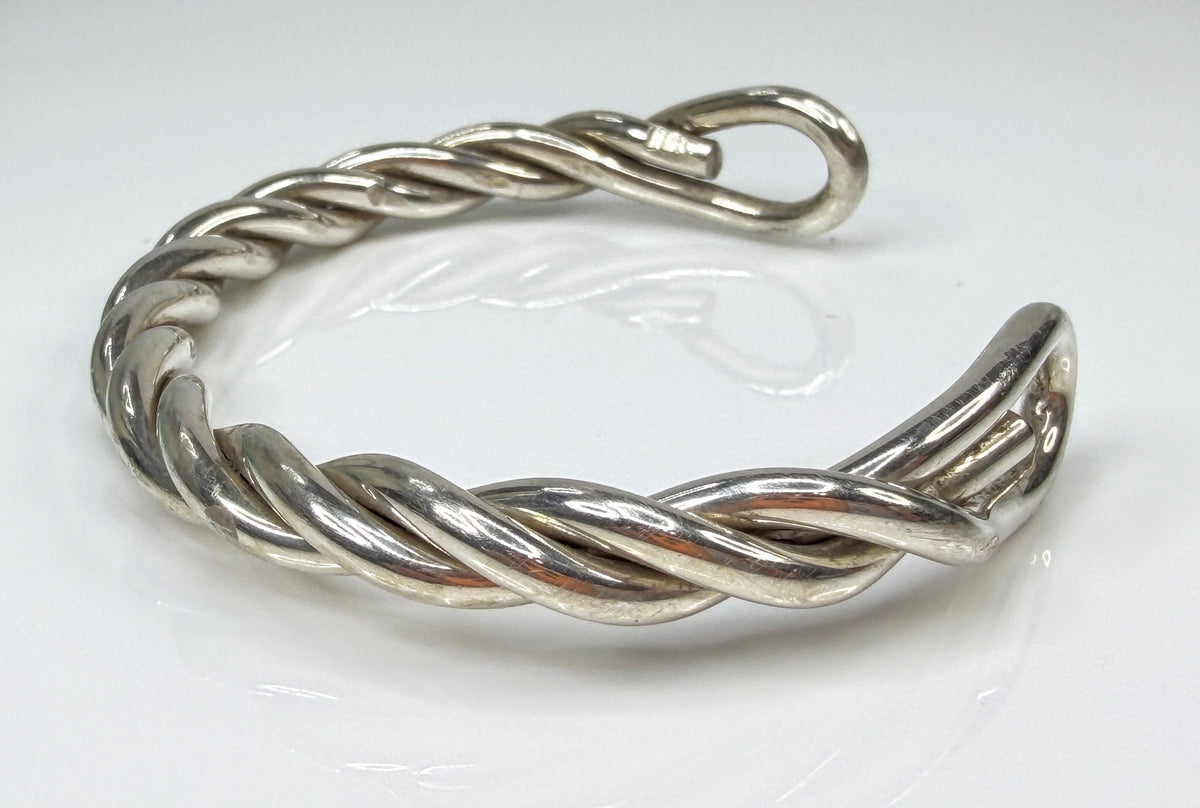 Heavy Handmade Sterling Silver Twisted Rope Cuff Bracelet 40.9g JR2159