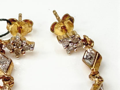 10K Yellow Gold 1/4 CTW Diamond Articulated Dangle Drop Earrings New Tag JR2161