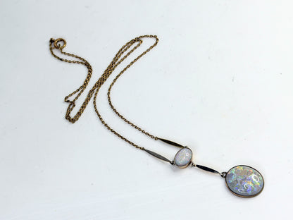 Art Deco Opal Platinum 15K Gold Drop Necklace JR1387