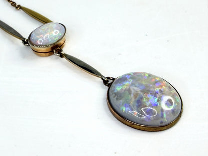Art Deco Opal Platinum 15K Gold Drop Necklace JR1387