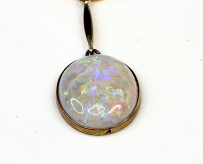 Art Deco Opal Platinum 15K Gold Drop Necklace JR1387