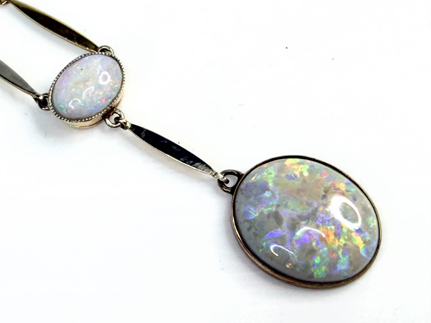Art Deco Opal Platinum 15K Gold Drop Necklace JR1387