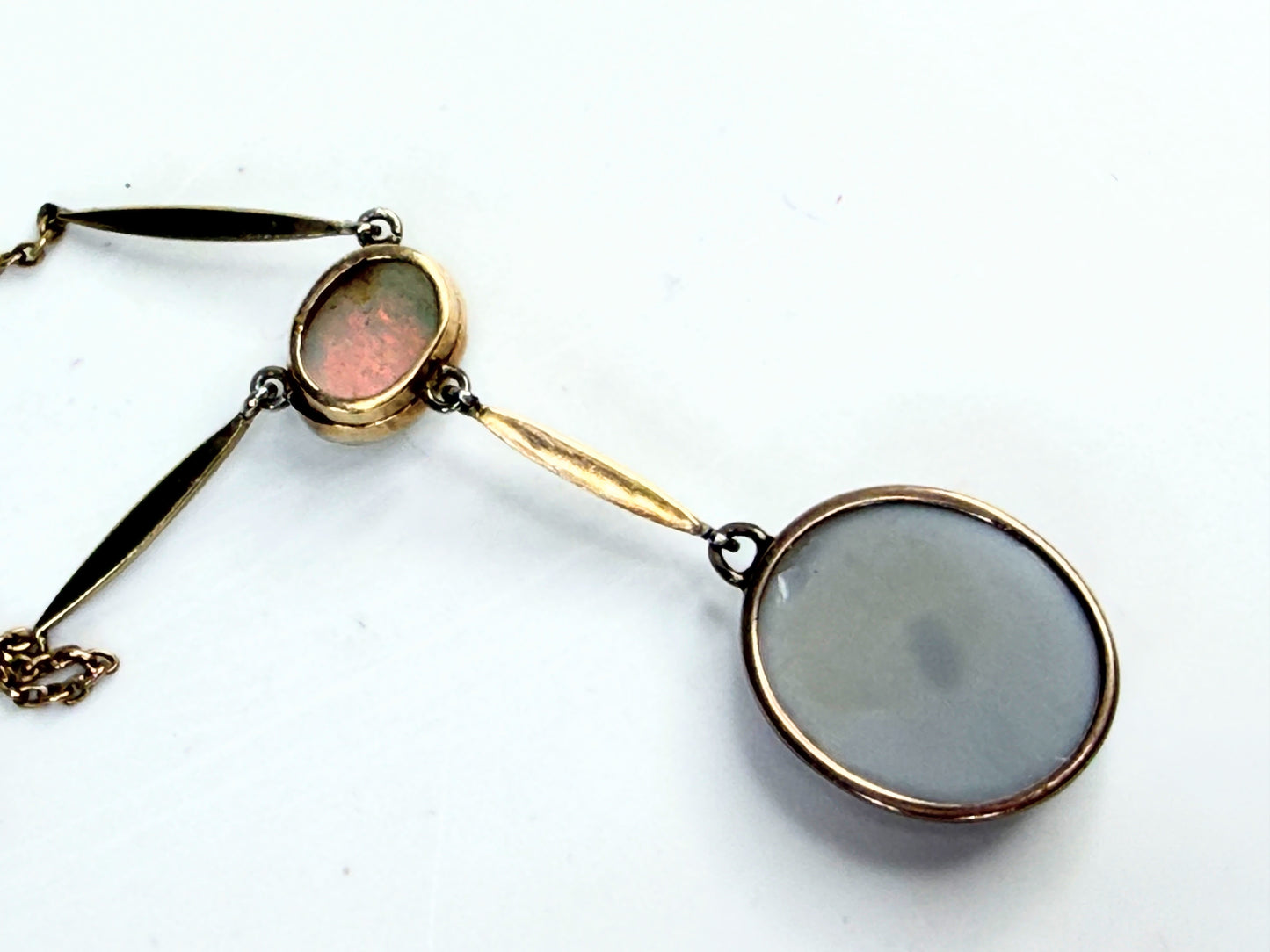 Art Deco Opal Platinum 15K Gold Drop Necklace JR1387