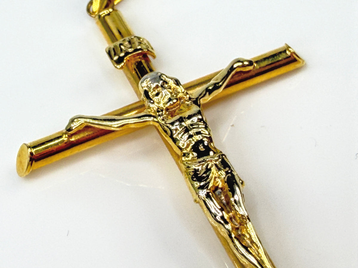 Vintage 14K Yellow Gold Large Jesus Crucifix Cross Pendant 2.25" JR2162