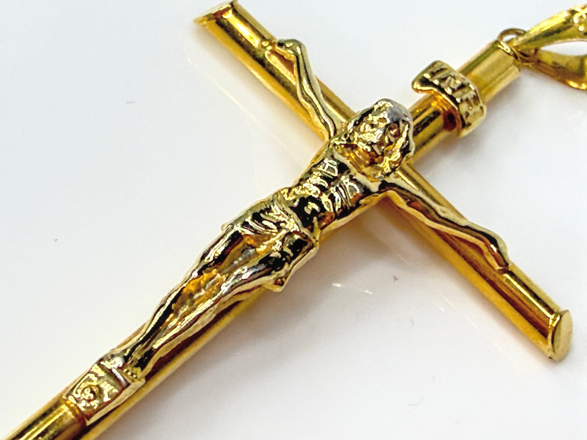 Vintage 14K Yellow Gold Large Jesus Crucifix Cross Pendant 2.25" JR2162