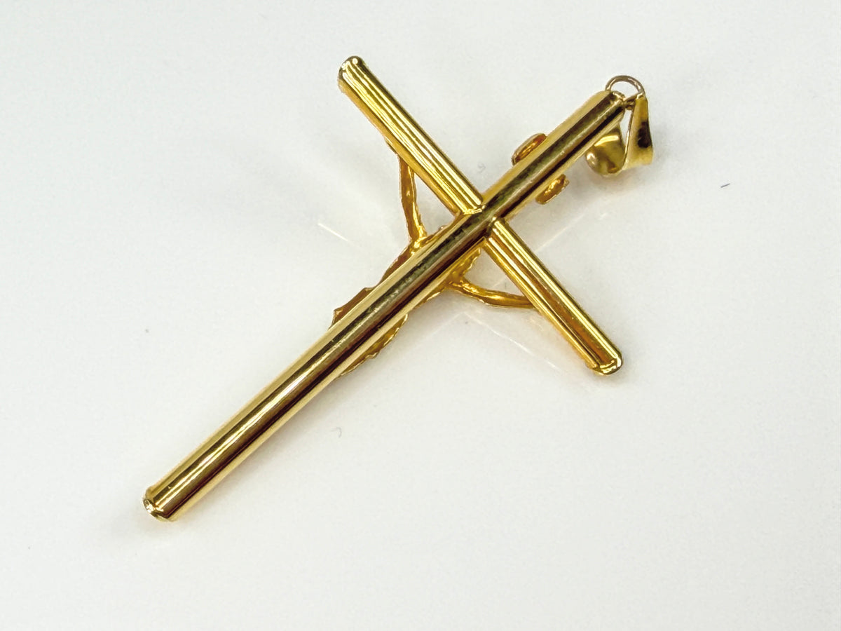 Vintage 14K Yellow Gold Large Jesus Crucifix Cross Pendant 2.25" JR2162