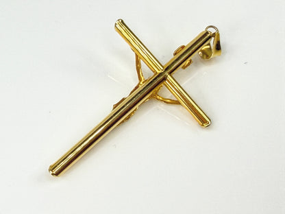 Vintage 14K Yellow Gold Large Jesus Crucifix Cross Pendant 2.25" JR2162