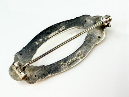 Vintage Georg Jensen Sterling Silver Open Oval Leaf & Berry Brooch Pin JR2164