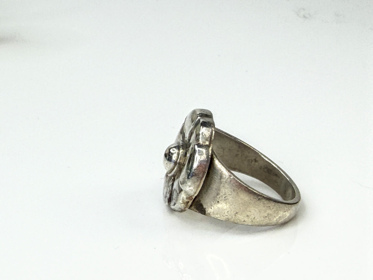 Georg Jensen Vintage Sterling Silver Flower Ring No4A Mid Century Denmark JR2165