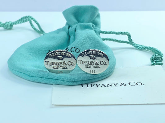 Please Return To Tiffany & Co. 925 New York cufflinks w/pouch