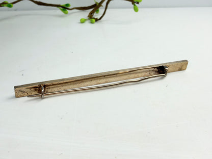 Victorian 5.3mm Coral Cabochon Sterling Silver Bar Brooch JR1390