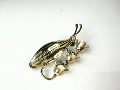 Vintage Danish Sterling Silver Lily of the Valley Floral Brooch Denmark JR2167