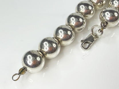 Vintage Sterling Silver 10mm Large Bead 30" Statement Necklace 80.5g JR2168