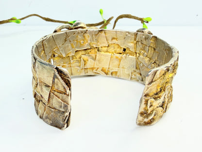 Vintage Rachel Gera Sterling Gold Gilt Rock Crystal Cuff JR1391