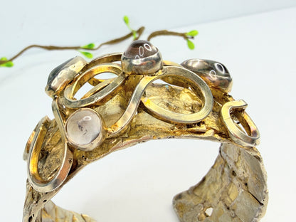 Vintage Rachel Gera Sterling Gold Gilt Rock Crystal Cuff JR1391