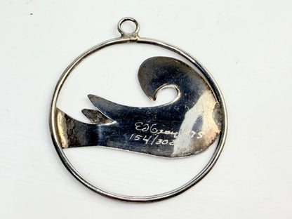 Vintage Ed Gary 1975 Sterling Swan Pendant Limited edition 154/300 2.5" JR1392