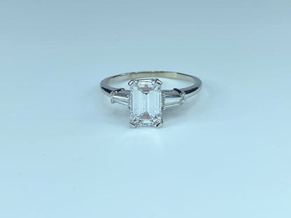 GIA Platinum 2.12ct E/VS1 Emerald Baguette diamond w/1.82ct center ring