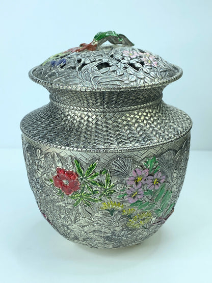 Takaoka Copper Alloy Incense Burner Signed Tanyei 銘栄 with Original Boxes A340