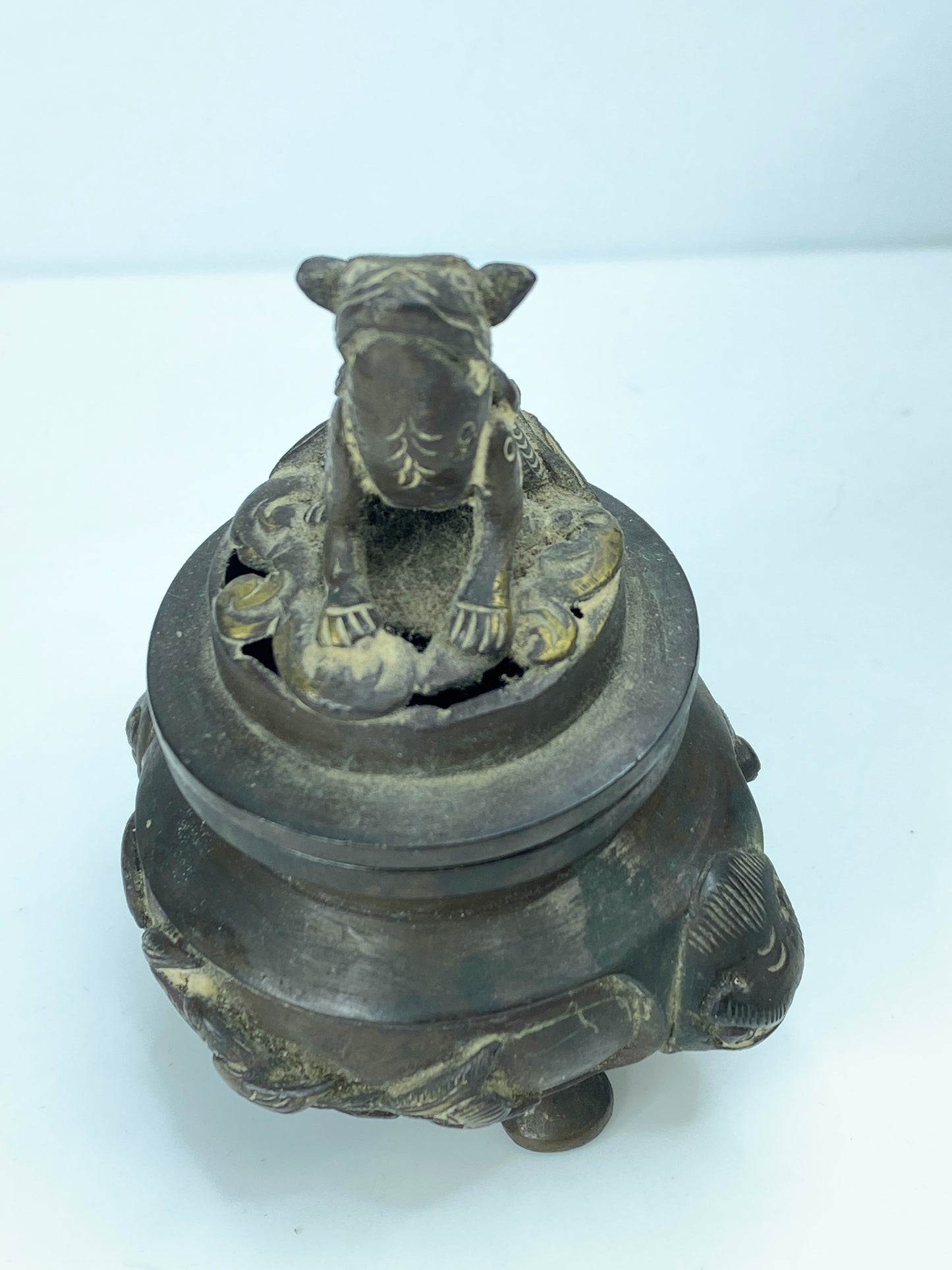 Rare Japanese Meiji Period Bronze Koro Censer, 1920 3 1/2" A341