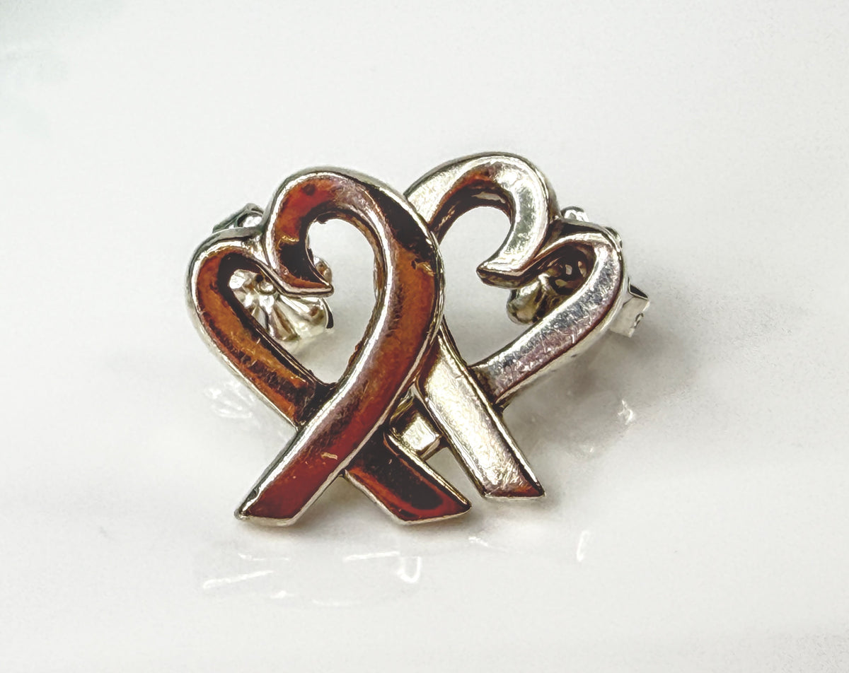 Tiffany & Co. Paloma Picasso Loving Heart Sterling Silver Earrings Pouch JR2172