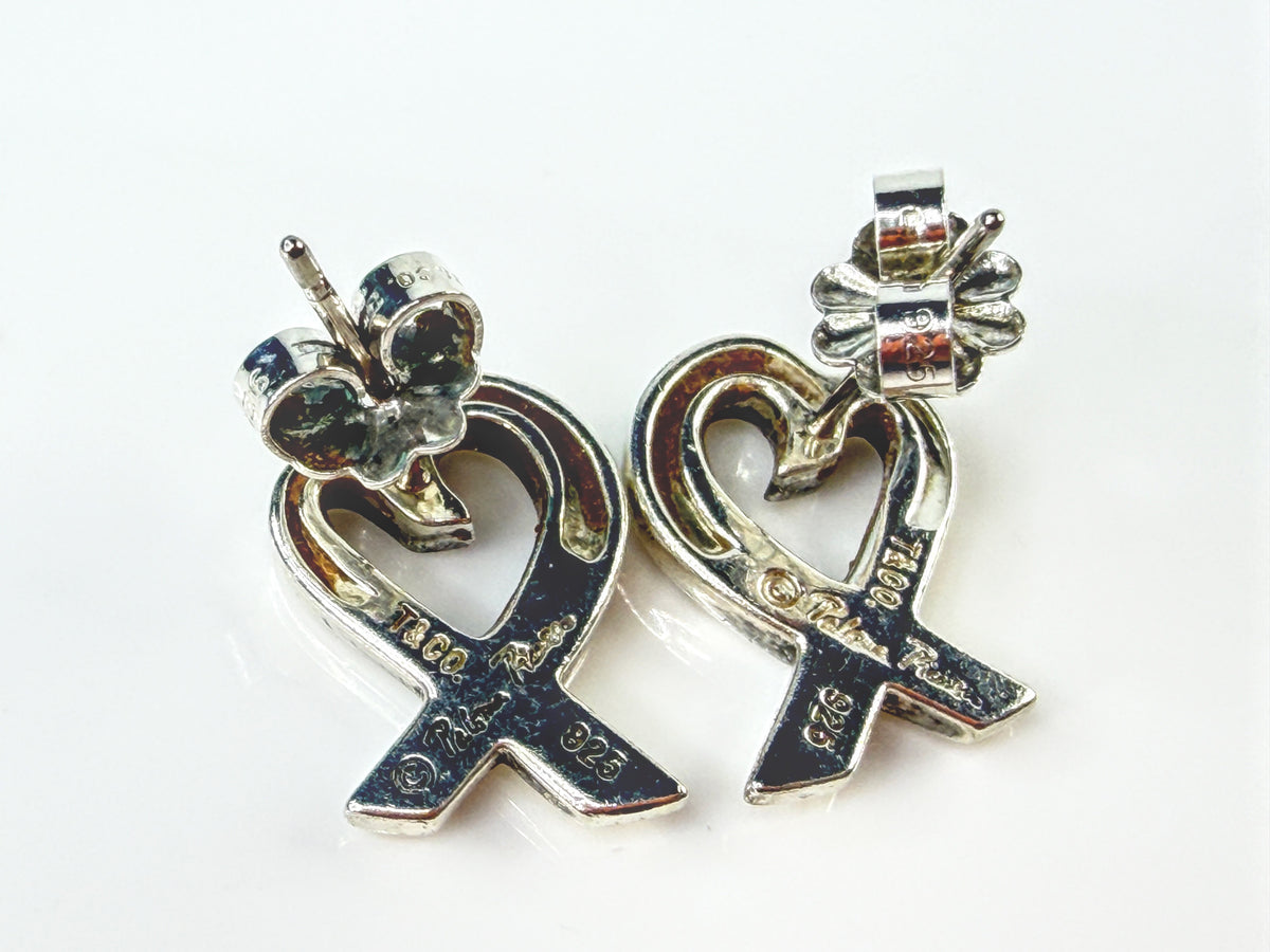 Tiffany & Co. Paloma Picasso Loving Heart Sterling Silver Earrings Pouch JR2172