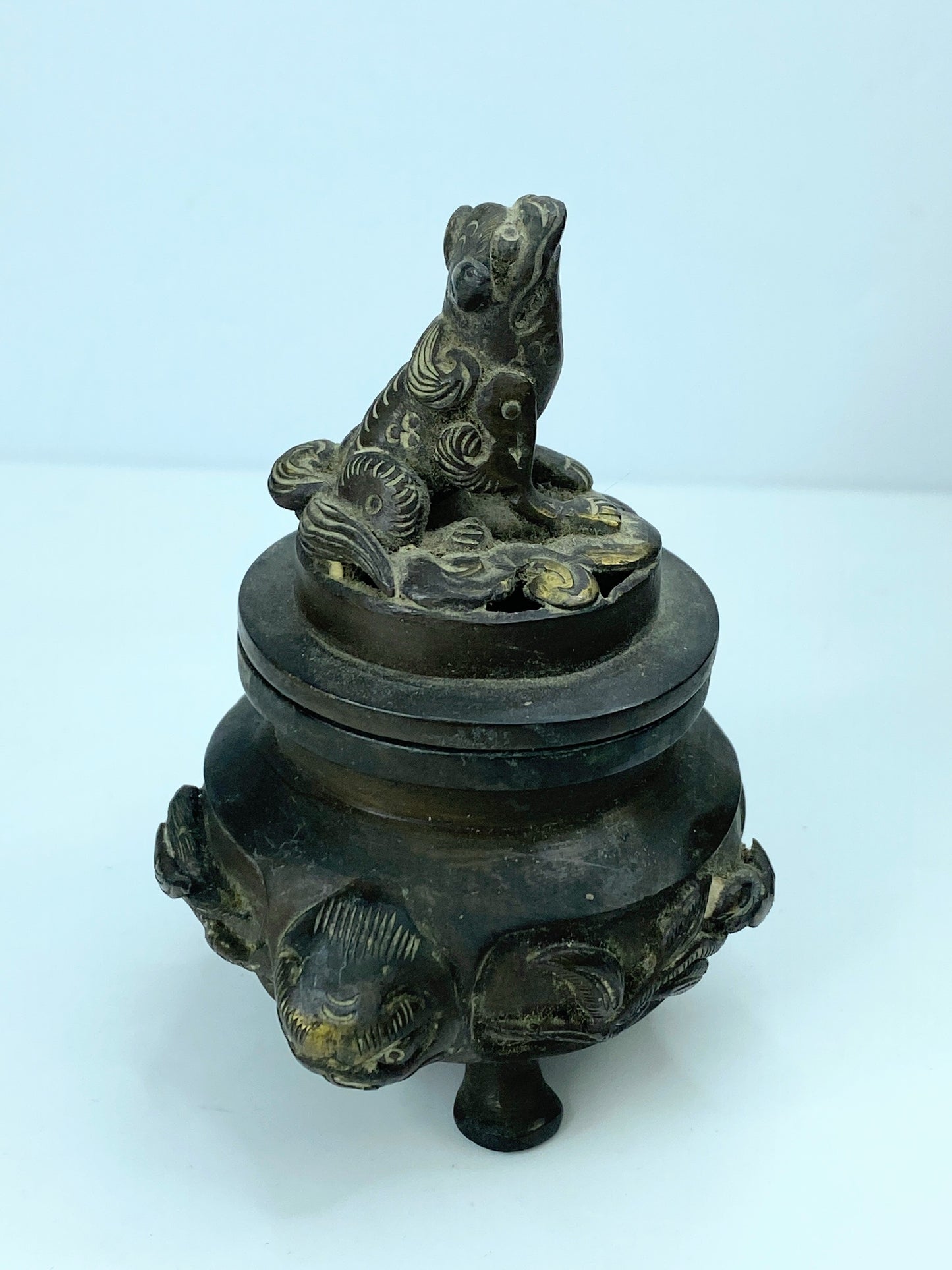 Rare Japanese Meiji Period Bronze Koro Censer, 1920 3 1/2" A341