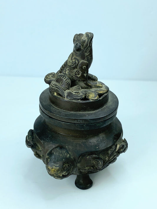 Rare Japanese Meiji Period Bronze Koro Censer, 1920 3 1/2" A341