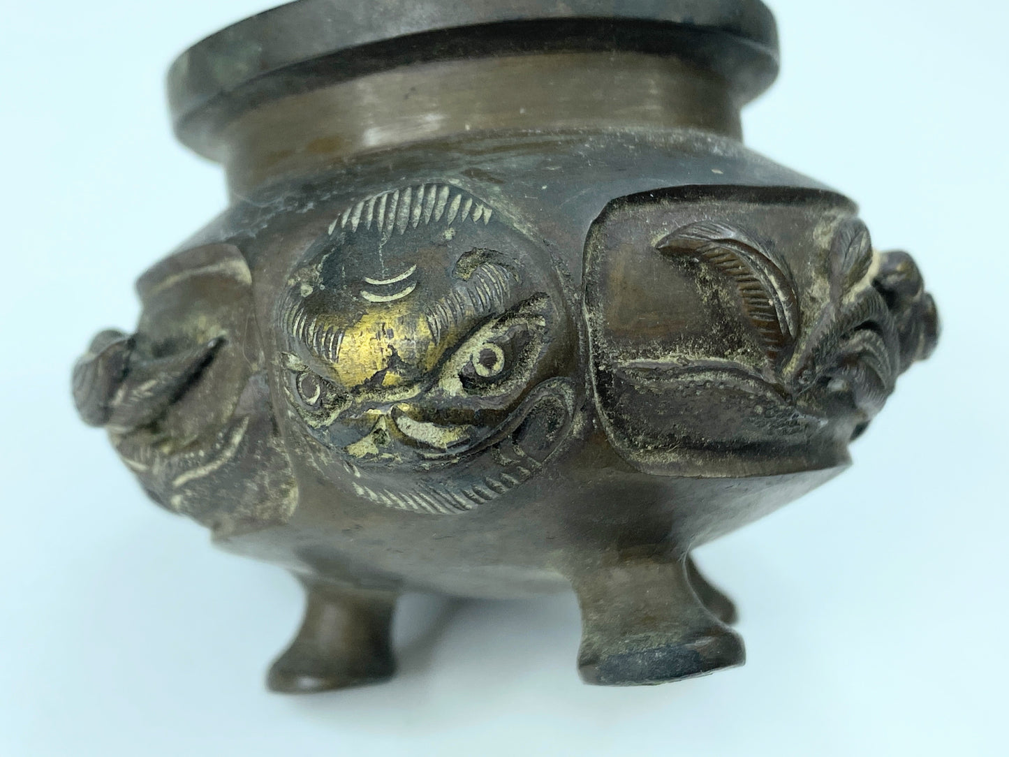 Rare Japanese Meiji Period Bronze Koro Censer, 1920 3 1/2" A341