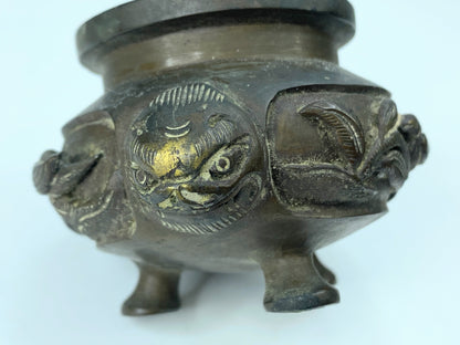 Rare Japanese Meiji Period Bronze Koro Censer, 1920 3 1/2" A341