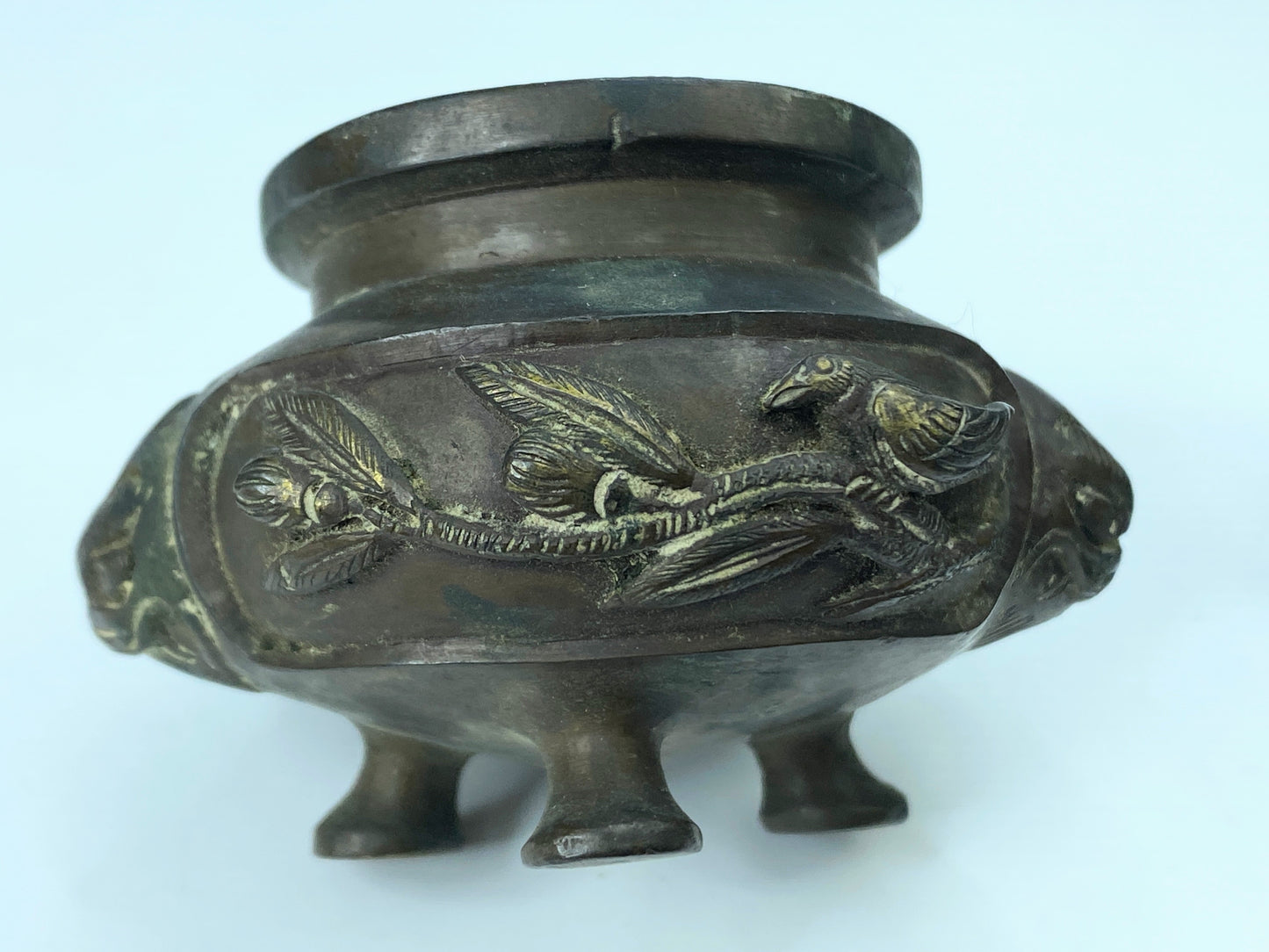 Rare Japanese Meiji Period Bronze Koro Censer, 1920 3 1/2" A341