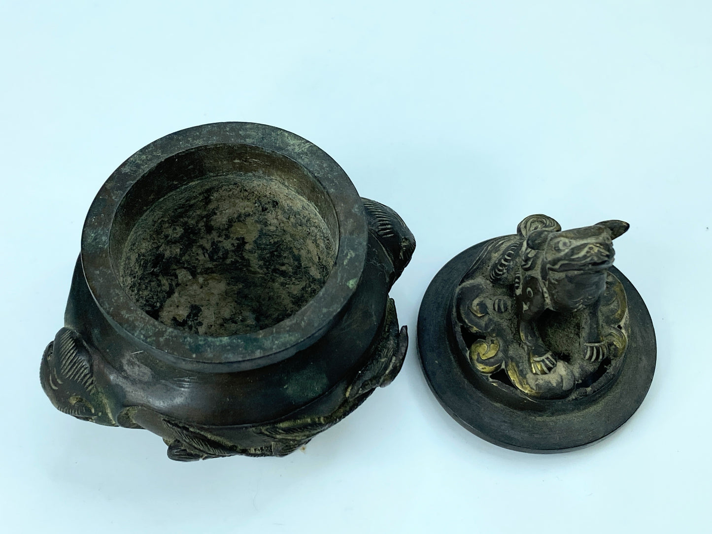 Rare Japanese Meiji Period Bronze Koro Censer, 1920 3 1/2" A341