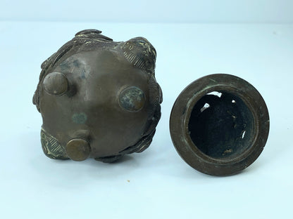 Rare Japanese Meiji Period Bronze Koro Censer, 1920 3 1/2" A341