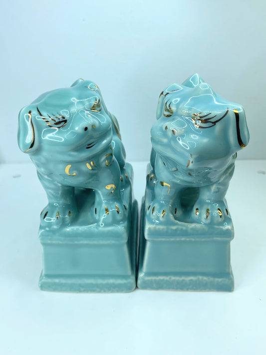 Japanese Shinto Shrine Komainu Shishi Lion Foo Dog status 5.5x4.5" A342