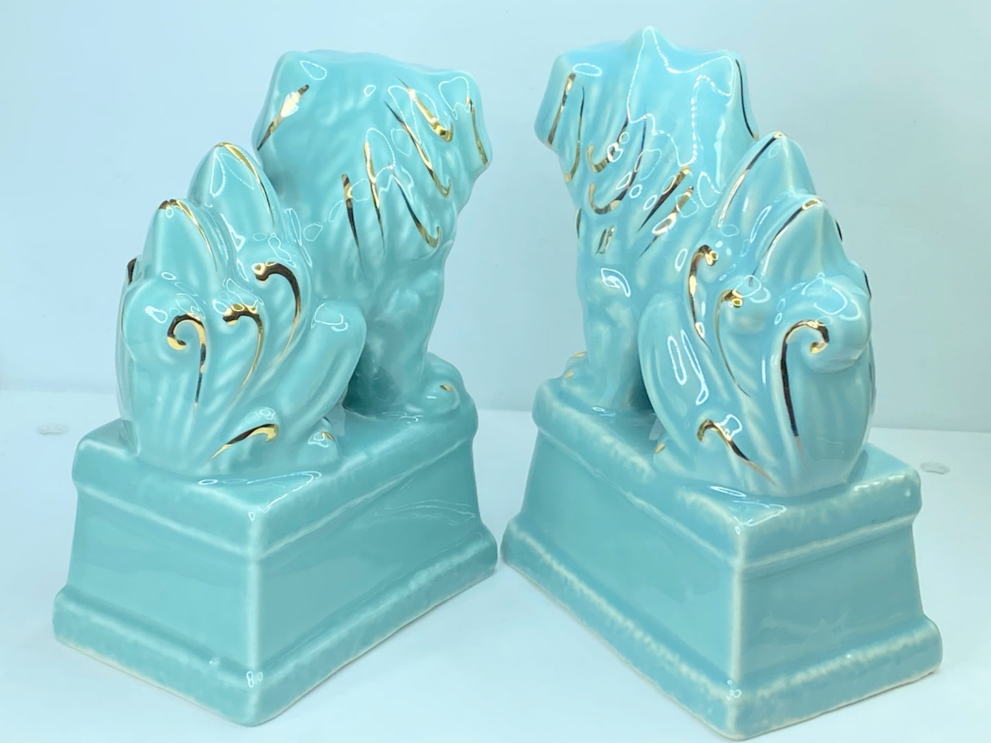 Japanese Shinto Shrine Komainu Shishi Lion Foo Dog status 5.5x4.5" A342