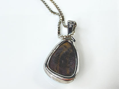 Sterling Silver Fiery Opal Doublet Teardrop Pendant Box Chain Necklace JR2174