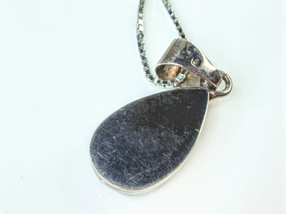 Sterling Australian Black Fire Opal Pendant Box Chain Necklace 17.5" 3.1g JR2175