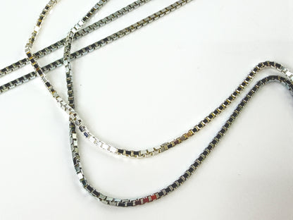 Sterling Australian Black Fire Opal Pendant Box Chain Necklace 17.5" 3.1g JR2175
