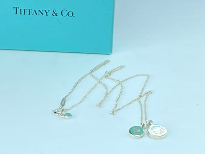 Tiffany & Co. Enamel Return to Tiffany Double Round Tag Pendant Necklace JR264