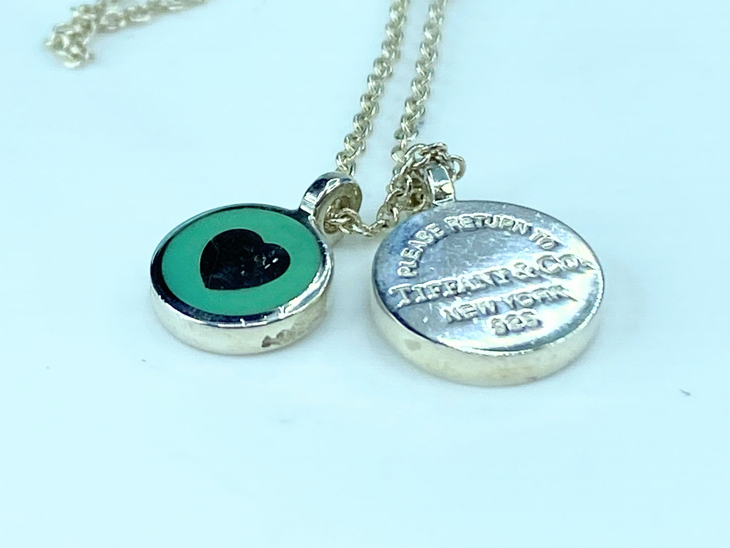 Tiffany & Co. Enamel Return to Tiffany Double Round Tag Pendant Necklace JR264