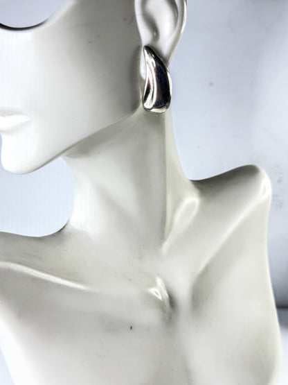 Tiffany & Co Elsa Peretti Sterling Teardrop Clip Earrings Pouch 5.5g JR2177